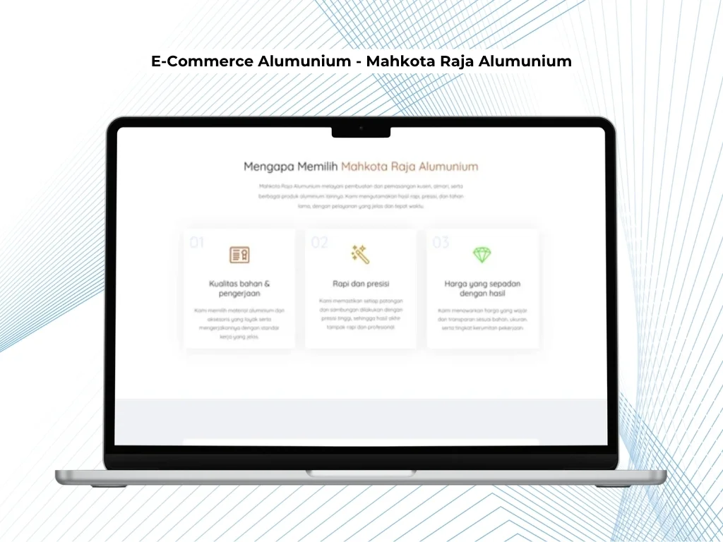 Tampilan lanjutan E-Commerce Aluminium