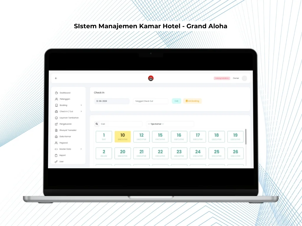 Tampilan lanjutan SI Hotel Grand Aloha